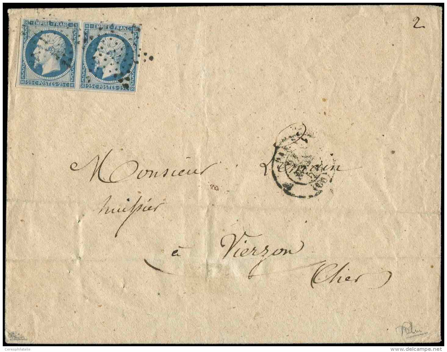 15   25c. Bleu, PAIRE Obl. Etoile S. Env., C&agrave;d PARIS 27/4/54, TB, Cote Maury - Other & Unclassified