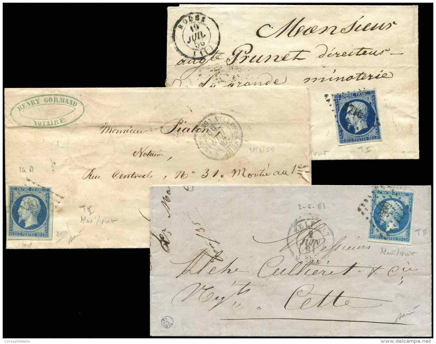 14A  20c. Bleu S. Vert, Bleu Laiteux S. Vert Et Bleu Fonc&eacute; S. Vert Obl. PC S. 3 Lettres, TB - Autres & Non Classés