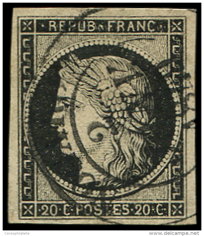 3    20c. Noir Sur Jaune, Obl. C&agrave;d T14 NOGARO 2 JANV 1849, TTB - Autres & Non Classés