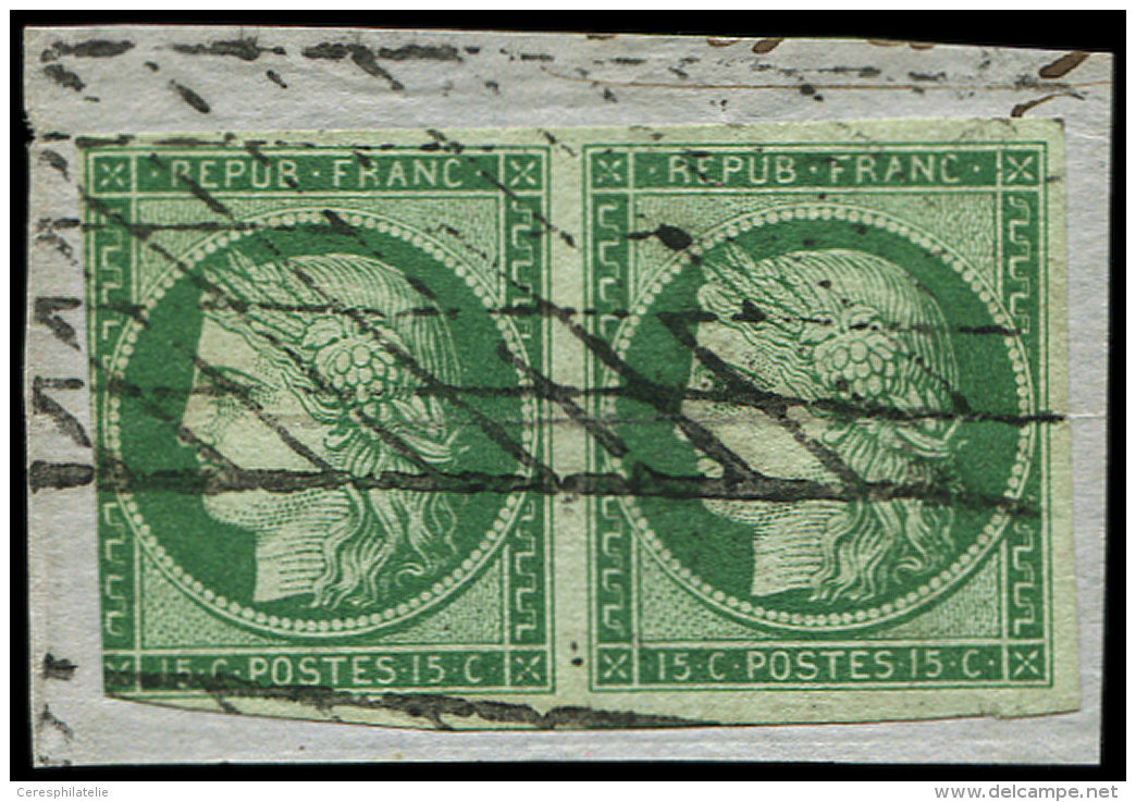 2    15c. Vert, PAIRE, Un Ex. Entam&eacute;, Obl. GRILLE SANS FIN S. Fragt, B/TB - Autres & Non Classés