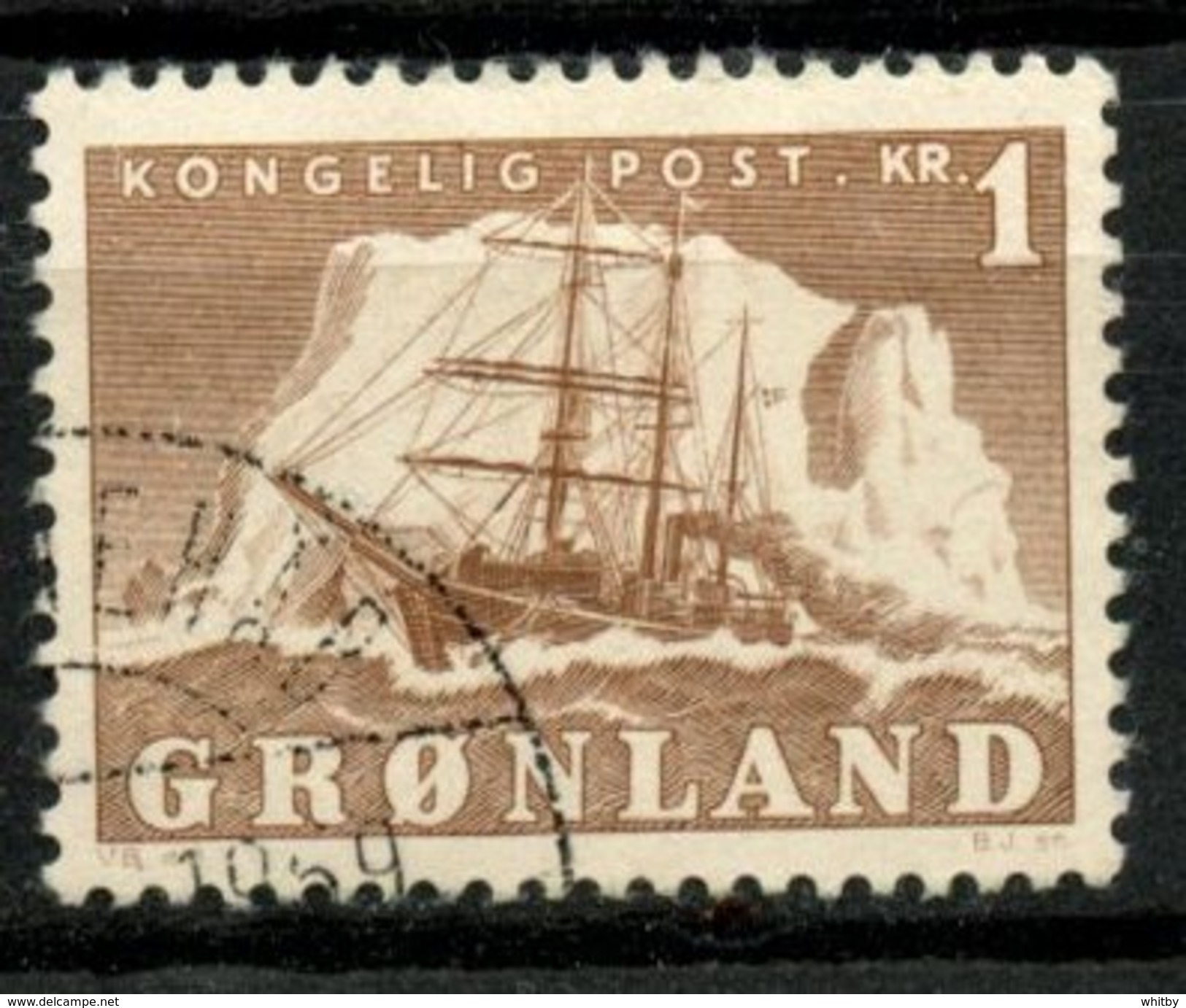 Greenland 1950 1k Polar Ship Gustav Holm Issue #36 - Gebraucht