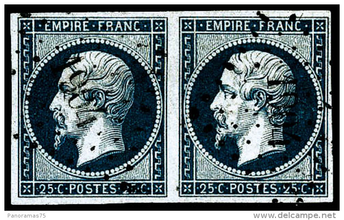 N&deg;15 25c Bleu, Paire - TB - 1853-1860 Napoleon III