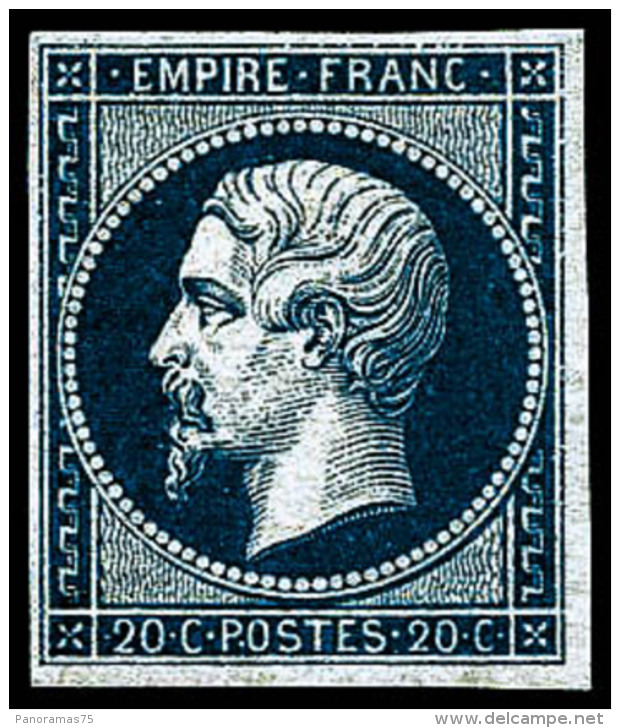 N&deg;14B 20c Bleu, Type II Sign&eacute; Brun Et Roumet - TB - 1853-1860 Napoleon III