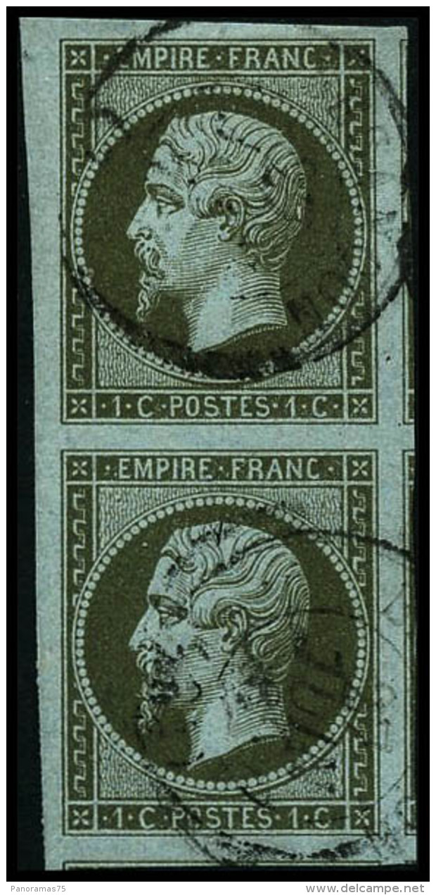 N&deg;11 1c Olive, Paire Pi&egrave;ce De Luxe - TB - 1853-1860 Napoleon III
