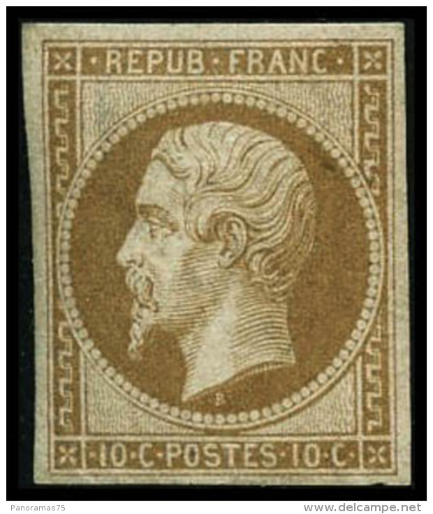 N&deg;9c 10c Bistre Clair R&eacute;imp - TB - 1852 Louis-Napoléon