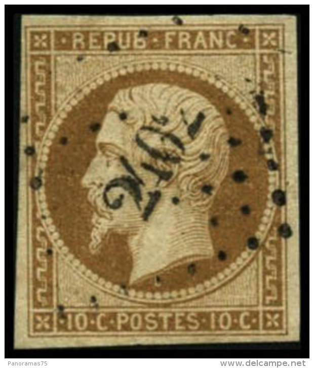 N&deg;9 10c Bistre, Sign&eacute; JF Brun - TB - 1852 Luigi-Napoleone