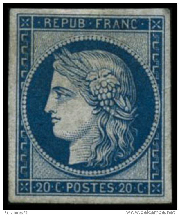 N&deg;8F 20c Bleu, R&eacute;imp - TB - 1849-1850 Ceres
