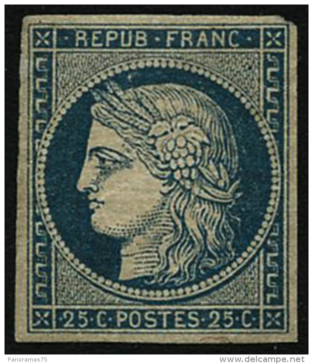 N&deg;4 25c Bleu, Infime Trace  Sign&eacute; Calves - TB - 1849-1850 Ceres