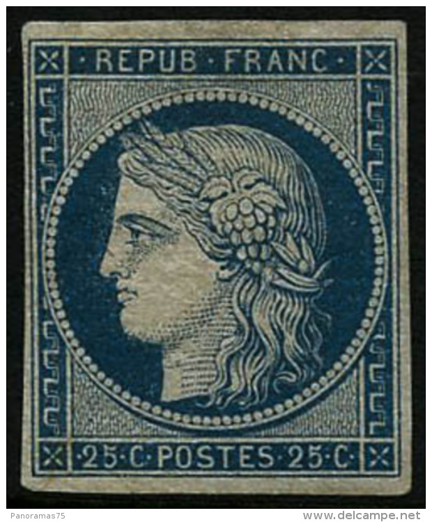 N&deg;4 25c Bleu, Sign&eacute; Calves - TB - 1849-1850 Ceres