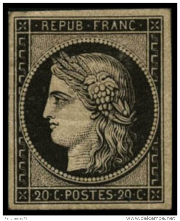 N&deg;3F 20c Noir R&eacute;imp - TB - 1849-1850 Ceres