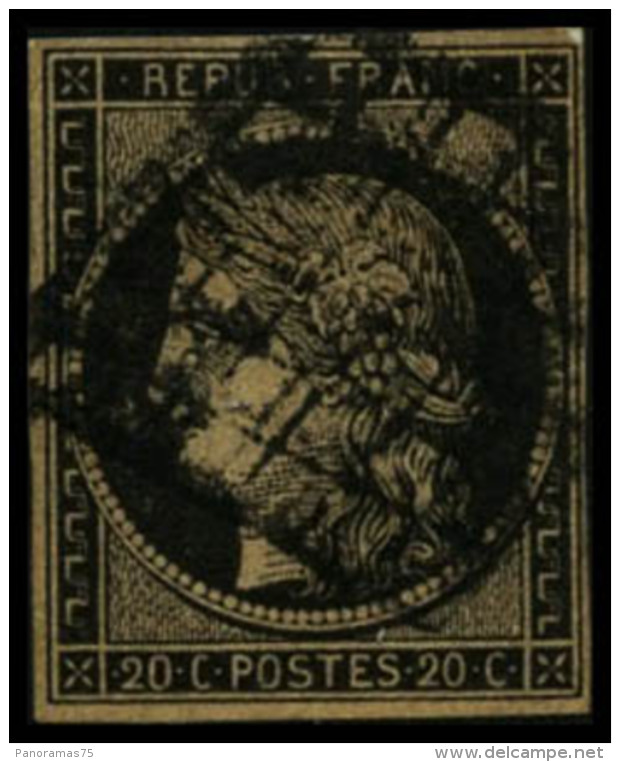 N&deg;3b 20c Noir S/Chamois - TB - 1849-1850 Ceres