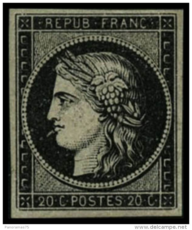 N&deg;3a 20c Noir S/blanc, Vari&eacute;t&eacute; C&eacute;r&egrave;s Tirant La Langue, RARE Certif Calves - TB - 1849-1850 Ceres