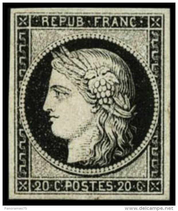 N&deg;3a 20c Noir S/jaune, Sign&eacute; JF Brun - TB - 1849-1850 Ceres