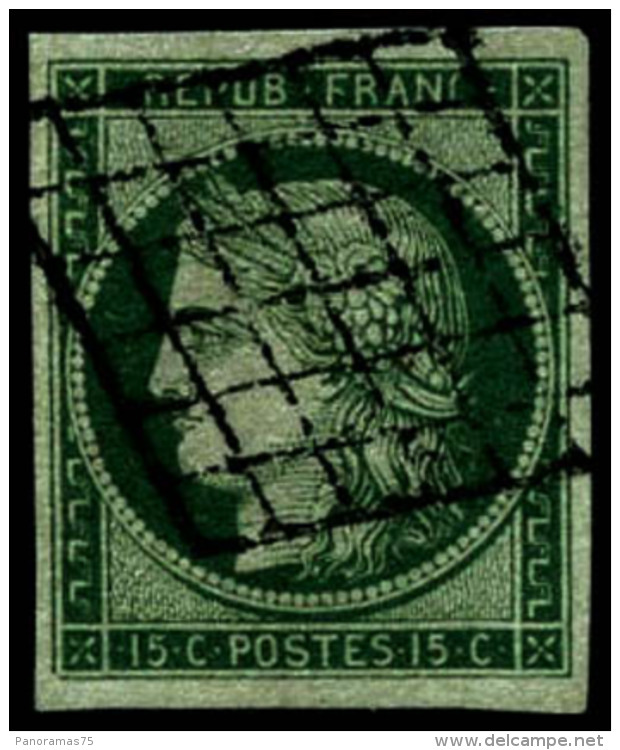 N&deg;2 15c Vert, Pi&egrave;ce De Luxe - TB - 1849-1850 Ceres