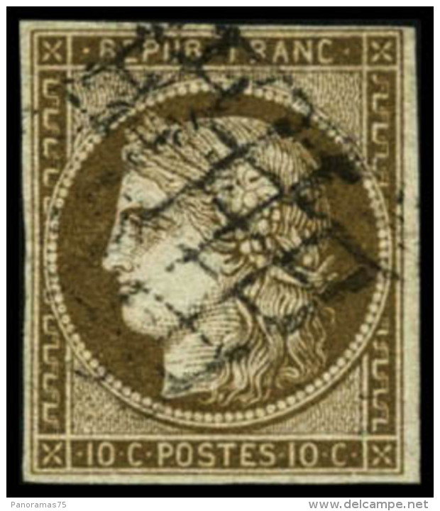 N&deg;1b 10c Bistre-verd&acirc;tre - TB - 1849-1850 Ceres