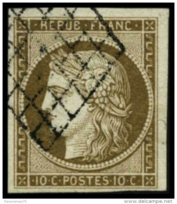 N&deg;1a 10c Bistre-brun, Sign&eacute; Brun - TB - 1849-1850 Ceres