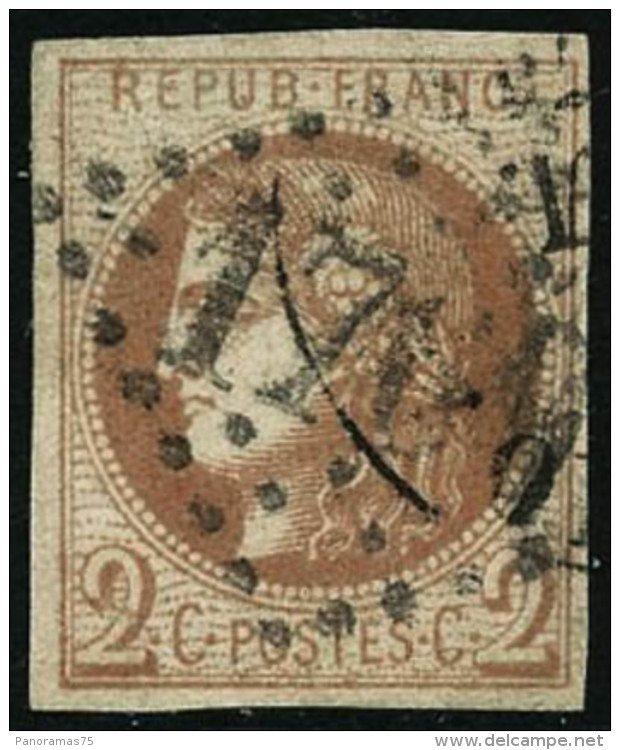 N&deg;40B 2c Brun-rouge R2, Sign&eacute; Calves - TB - 1870 Bordeaux Printing