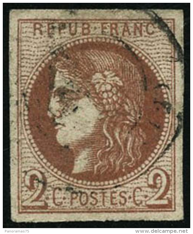 N&deg;40B 2c Brun-rouge R2 - TB - 1870 Bordeaux Printing