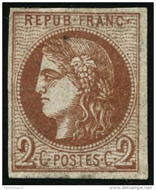 N&deg;40B 2c Brun-rouge R2 - TB - 1870 Bordeaux Printing