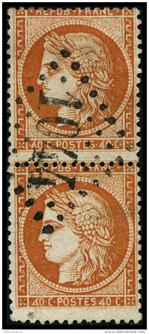 N&deg;38e 40c Orange, Paire Verticale Dont Un Ex 4 Retouch&eacute; - B - 1870 Belagerung Von Paris