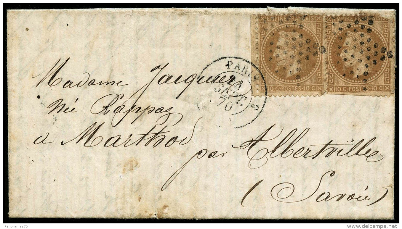 N&deg;28B La Ville De Florence Avec Cachet De Route 24/9/70 Pour La Savoie. Cachet D'arriv&eacute; Mal Marqu&eacute; - B - 1863-1870 Napoléon III. Laure