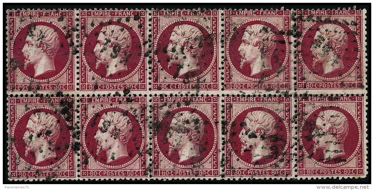 N&deg;24 80c Rose, Bloc De 10 - TB - 1862 Napoleon III