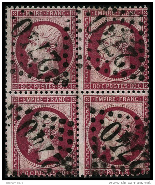 N&deg;24 80c Rose, Bloc De 4 - B - 1862 Napoleon III