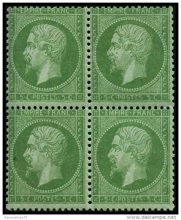 N&deg;20 5c Vert, Bloc De 4 Sign&eacute; Brun - TB - 1862 Napoleon III