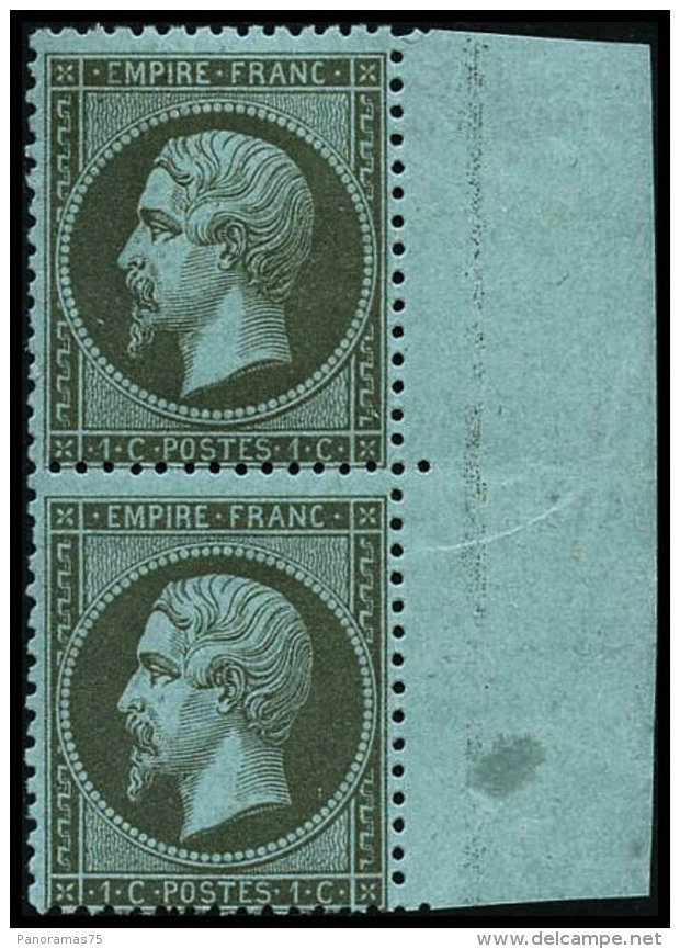 N&deg;19 1c Olive, Paire BDF - TB - 1862 Napoleon III