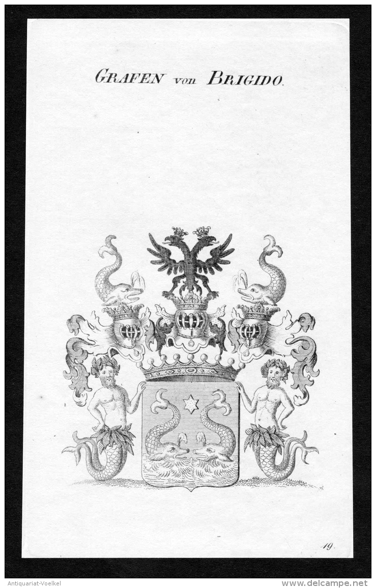 Grafen Von Brigido - Brigido Wappen Adel Coat Of Arms Heraldry Heraldik Kupferstich - Prenten & Gravure