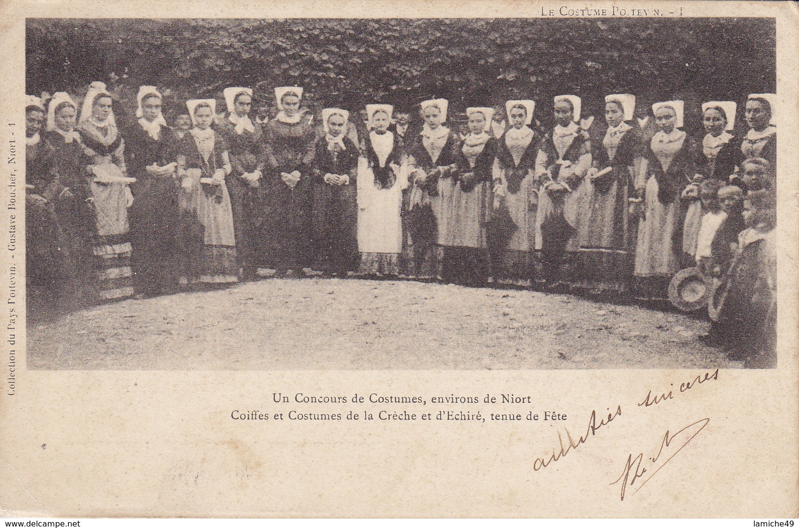 CONCOURS DE COSTUME ENVIRONS DE NIORT COSTUMES DE LA CRECHE ET ECHIRE Circulée Timbrée 1902 - Niort