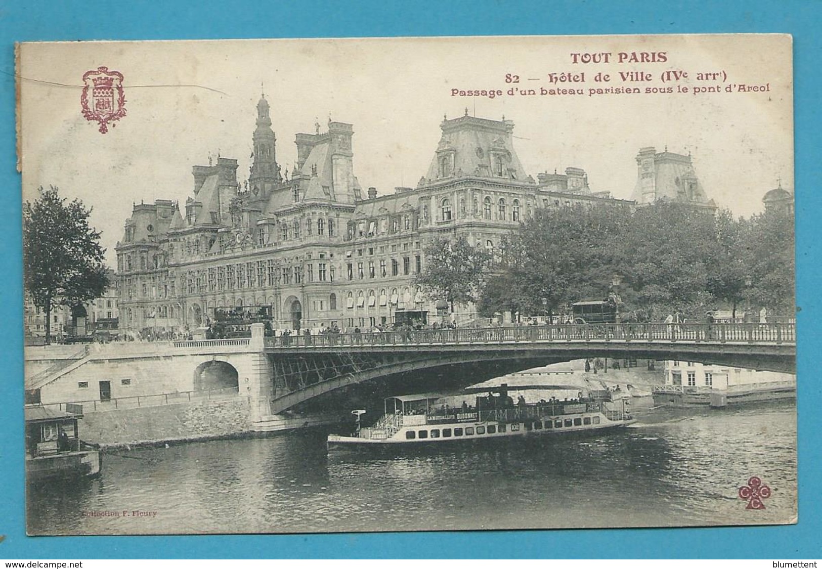 CPA TOUT PARIS 82 - Hôtel De Ville Pont D'Arcol (IVème Arrt.) Ed. FLEURY - Paris (04)