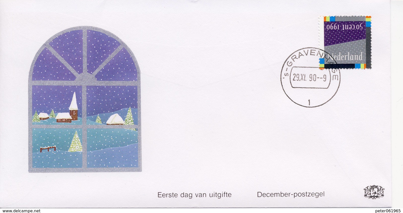 Decemberzegel 1990 Op Edel FDC - Blanco / Open Klep - FDC