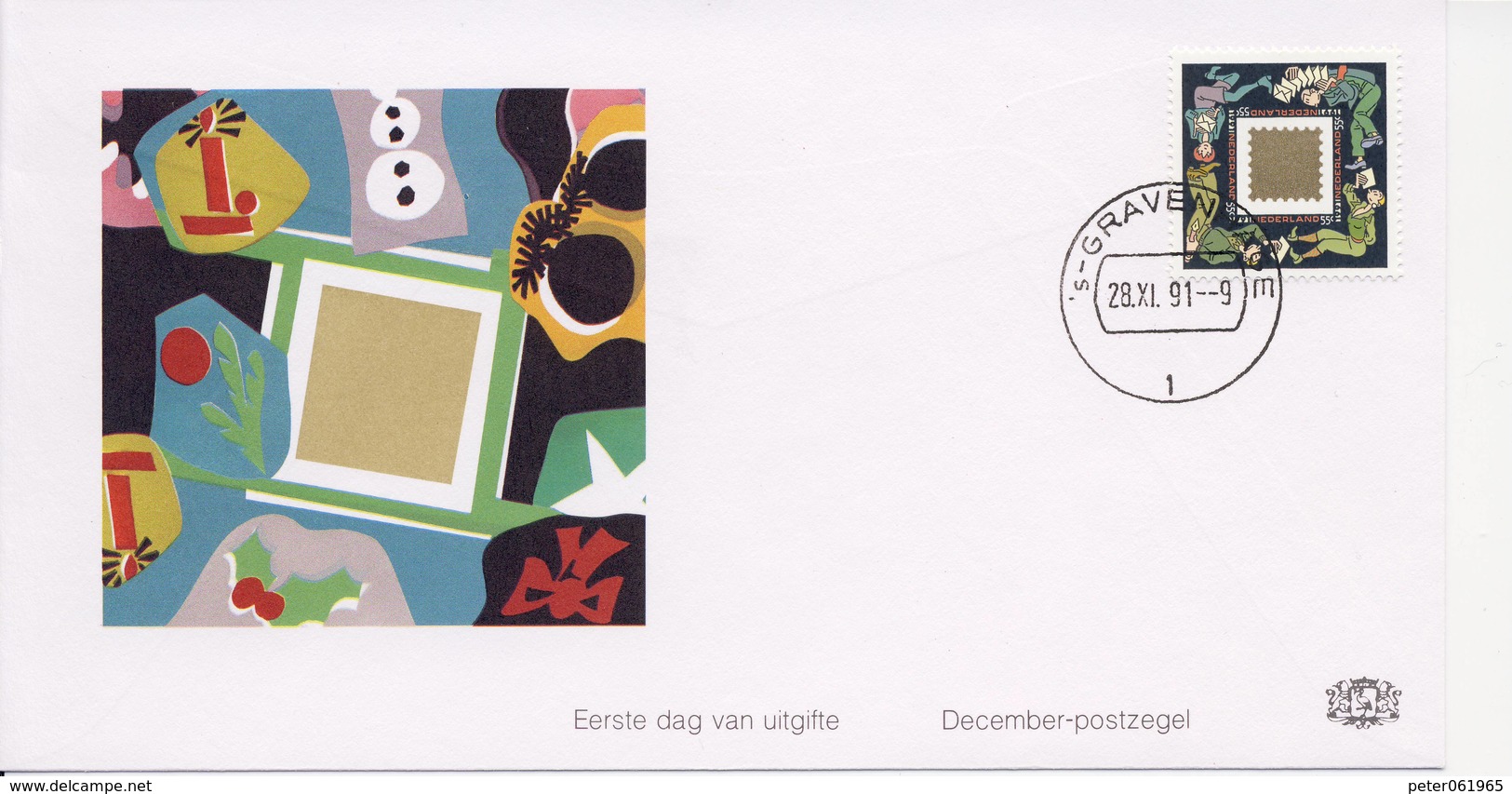 Decemberzegel 1991 Op Edel FDC - Blanco / Open Klep - FDC