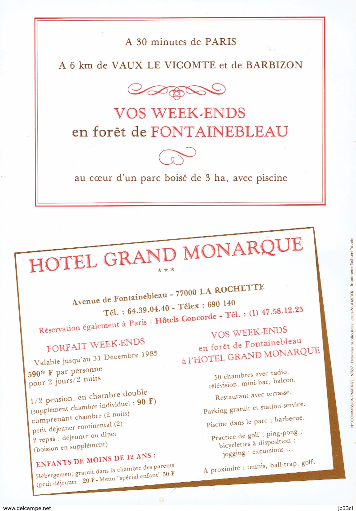 Brochure Présentant La Rochette (Seine-et-Marne) à L'occasion Du Championnat De France De Scrabble 1985 - Turismo