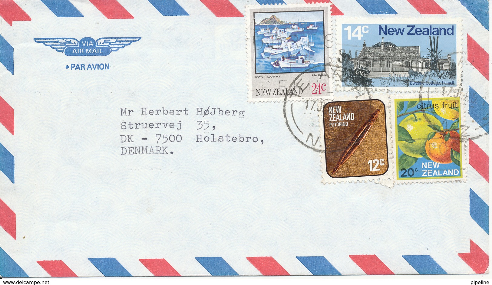 New Zealand Air Mail Cover Sent To Denmark Te Aroha17-7-1985 - Poste Aérienne