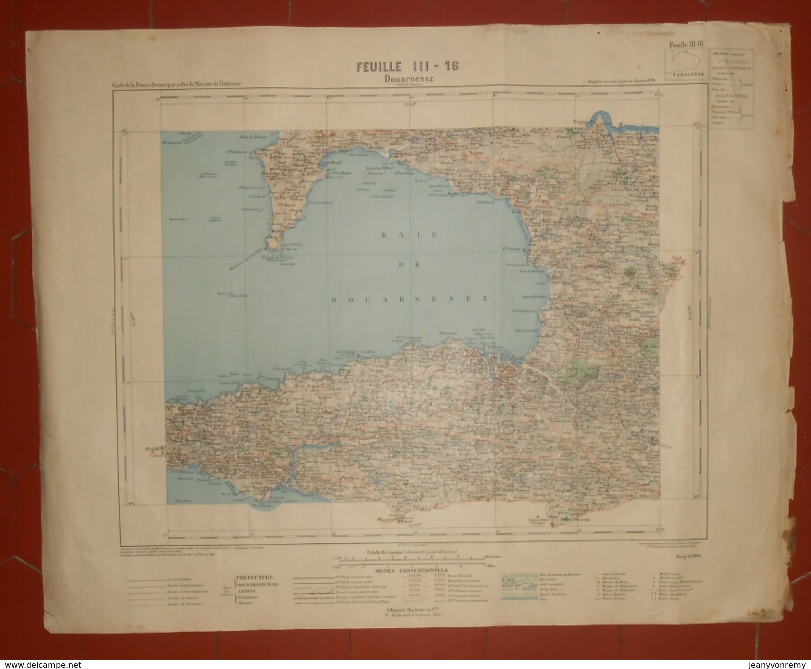 Douarnenez. Finistère. Carte En Couleurs Dressée Par Ordre Du Ministère De L'Intérieur. Tirage 1894. - Geographical Maps