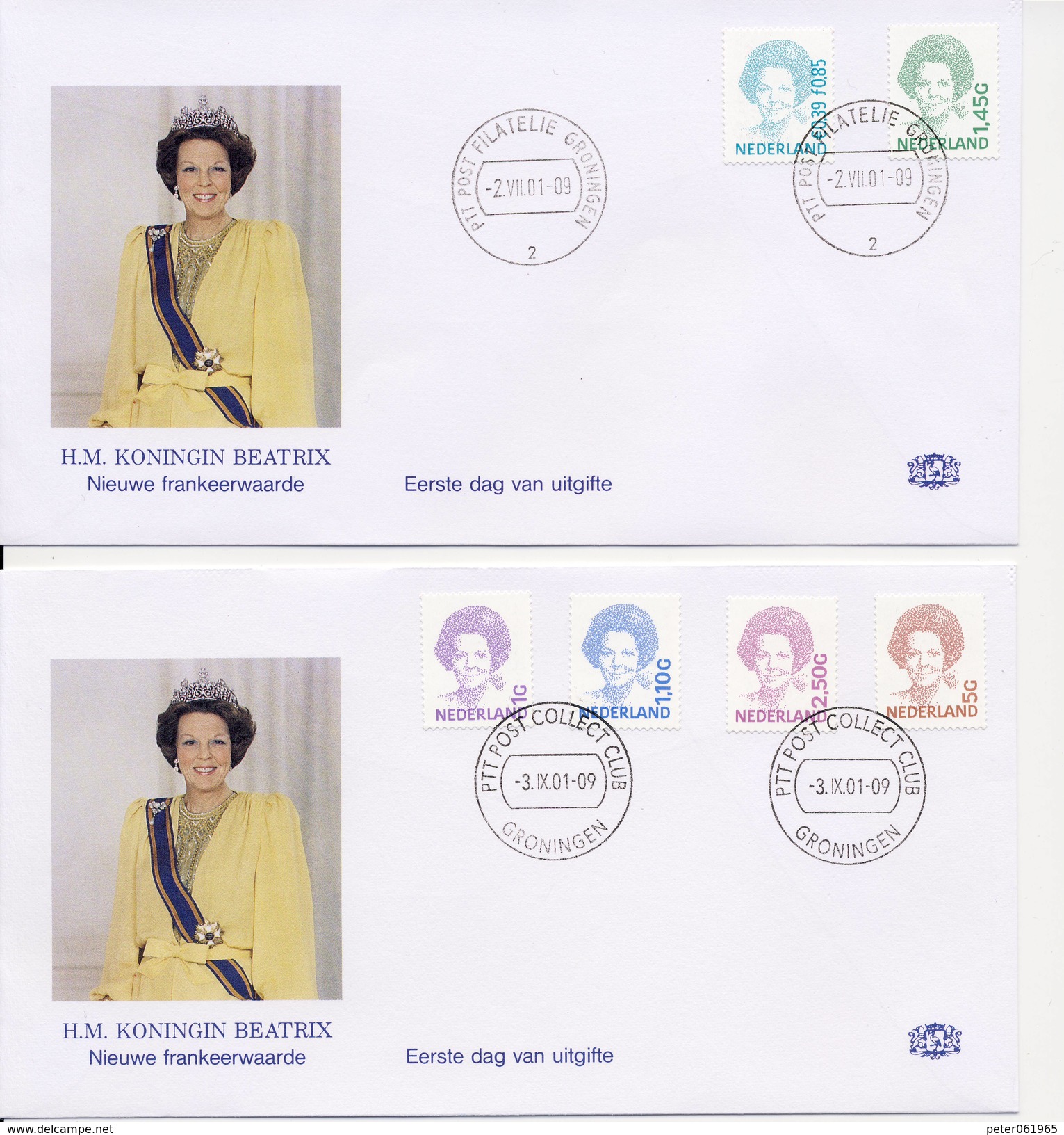 Koningin Beatrix (Inversie) 2000 T/m 2004 Op 7 Edel FDC's - Blanco / Open Klep - FDC