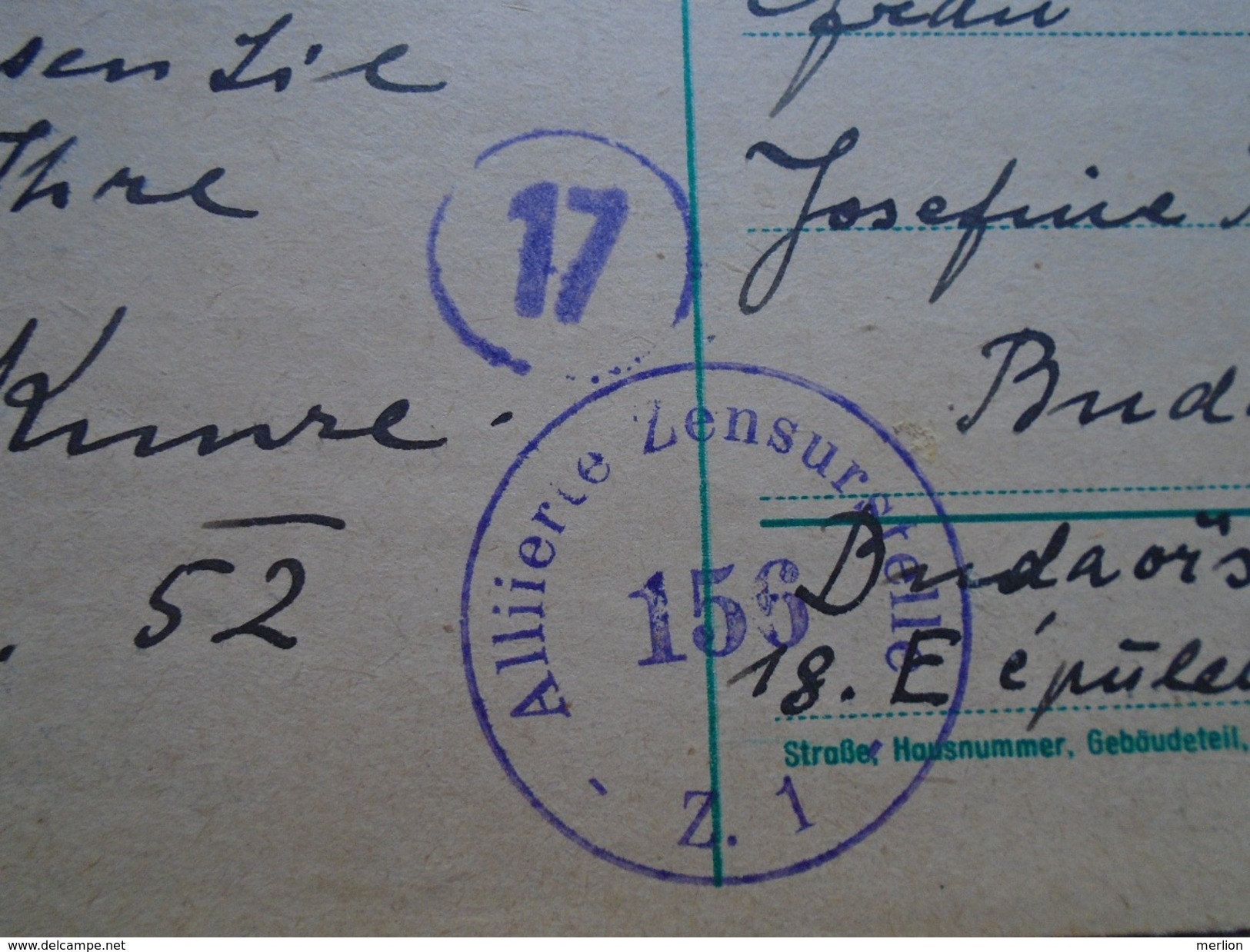 D149096  Austria  Postal Stationery - 1952   Allierte Zensurstelle  156   Military Censure - Briefe U. Dokumente