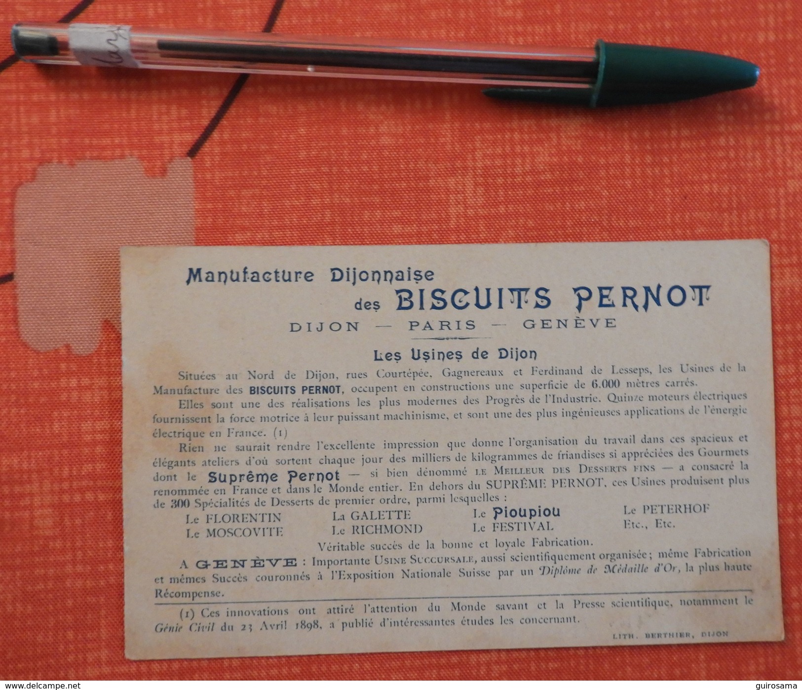 Biscuits Pernot : Vue De L'usine De Dijon - Après 1898 - Pernot