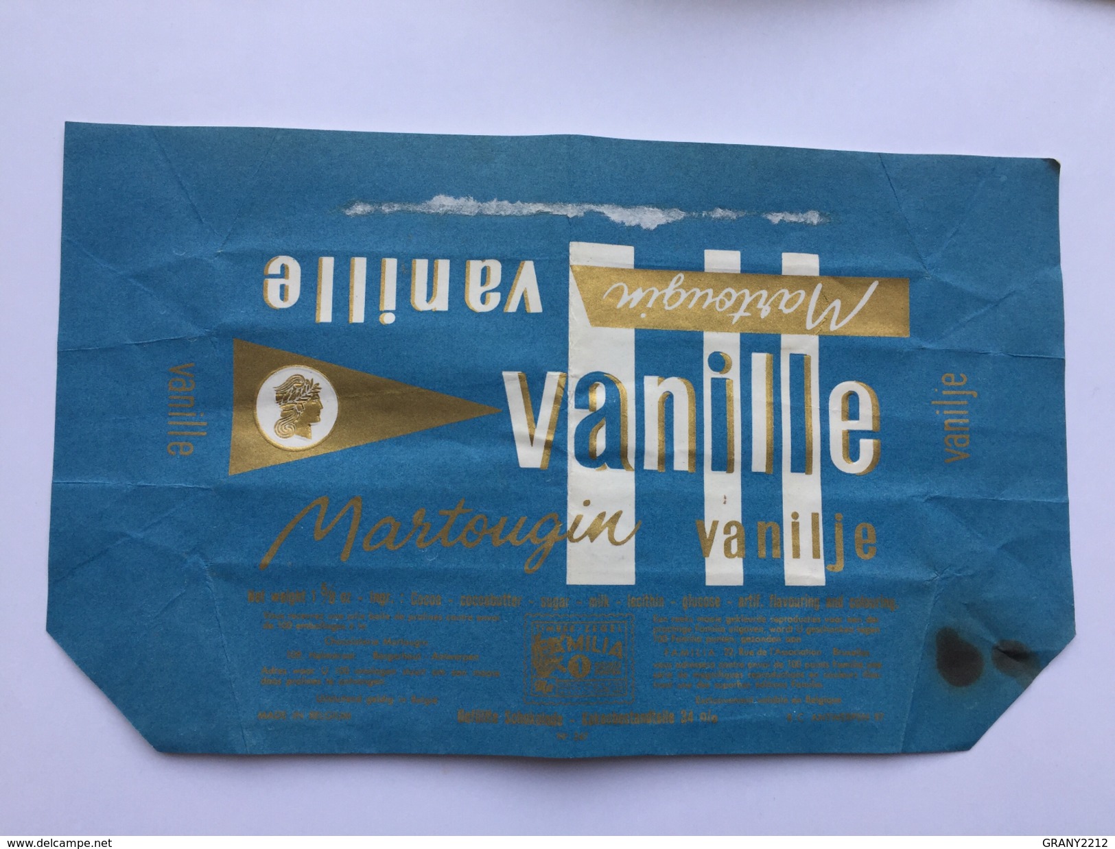 EMBALLAGE CHOCOLAT  MARTOUGIN " VANILLE " Anvers . - Publicités