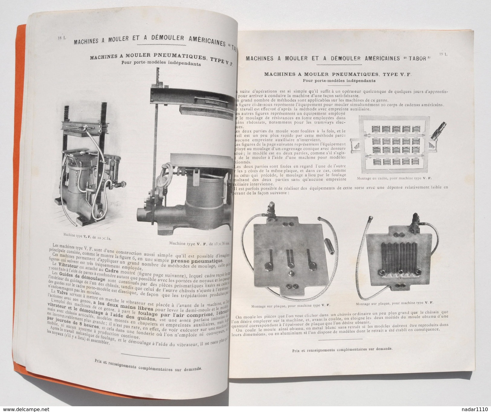 Ancien CATALOGUE de Matériel de FONDERIE - Fenwick Frères, année 1909 / Sablerie, tonneau, machine à mouler...