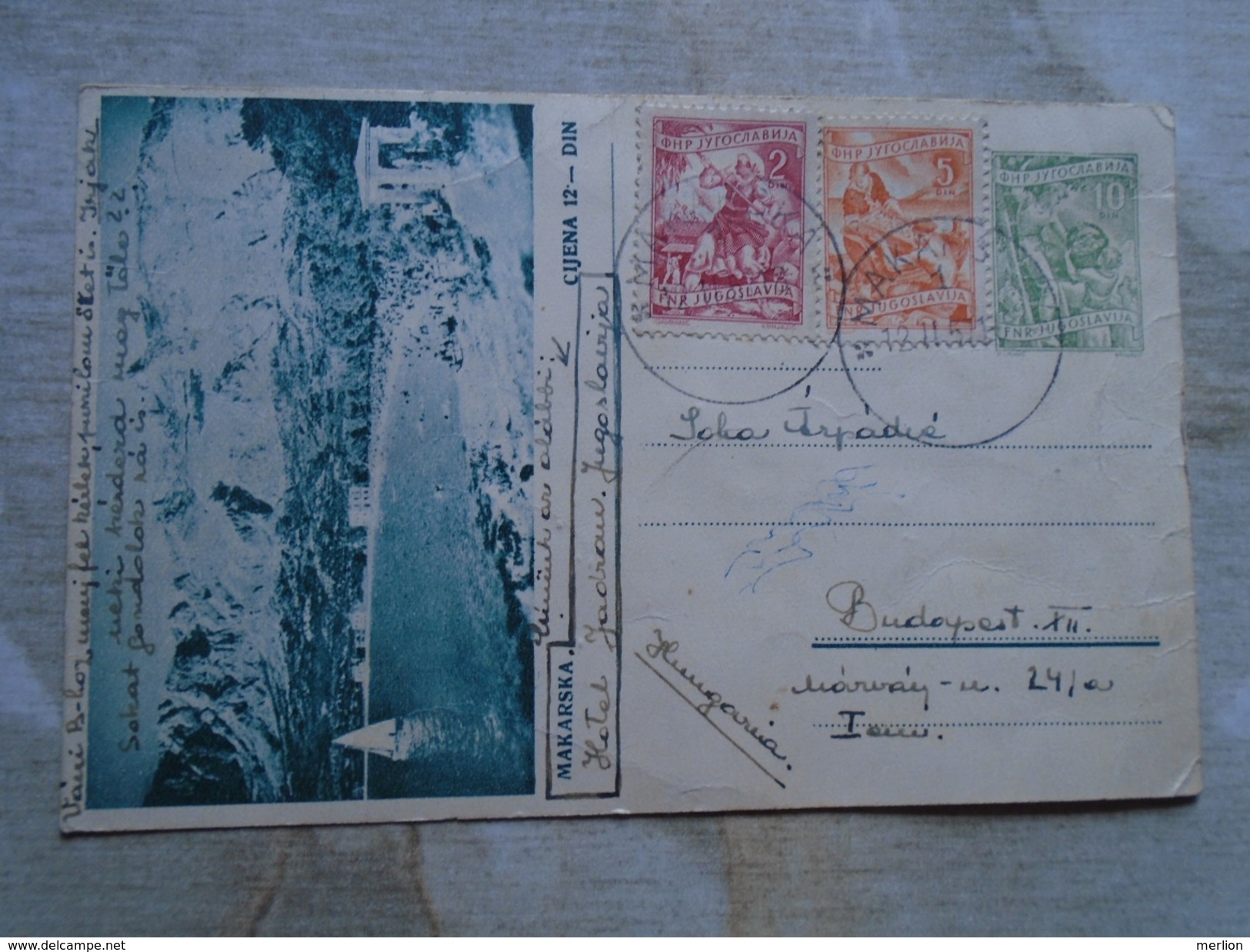 D149102 YUGOSLAVIA - Postal Stationery -  MAKARSKA 10 Dinara - 1957 -additional Stamps - Entiers Postaux