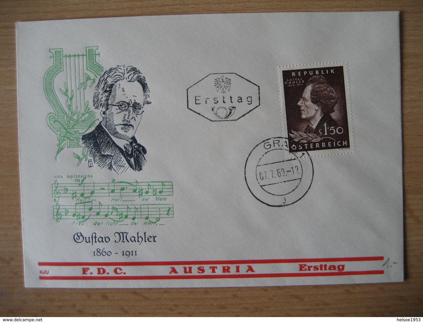 Österreich 1960- 2 FDC Belege Gustav Mahler Auf Schmuckkuvert - FDC