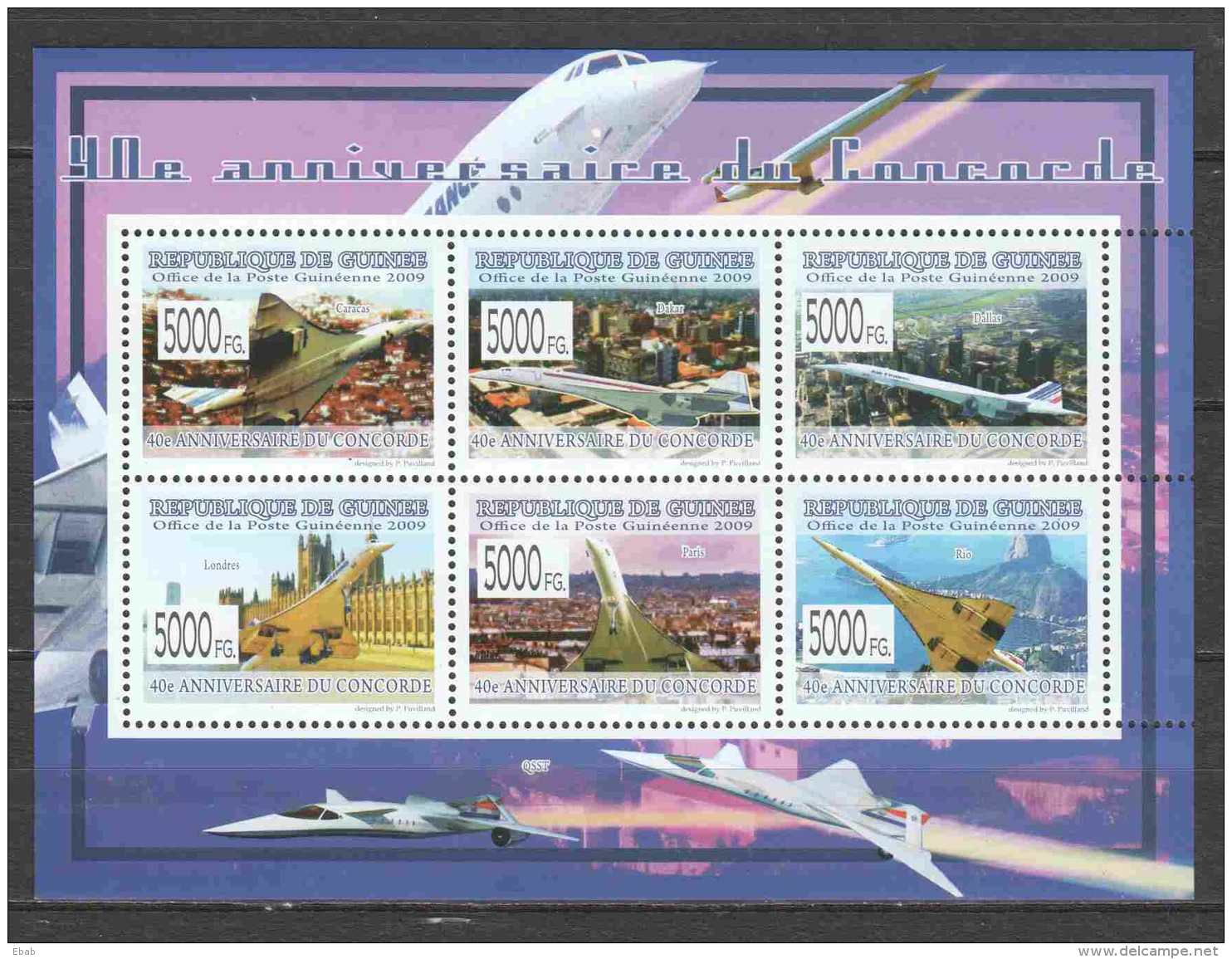 Guinee 2009 Kleinbogen Mi 6602-6607 MNH AVATION - 40 YEARS CONCORDE - Concorde