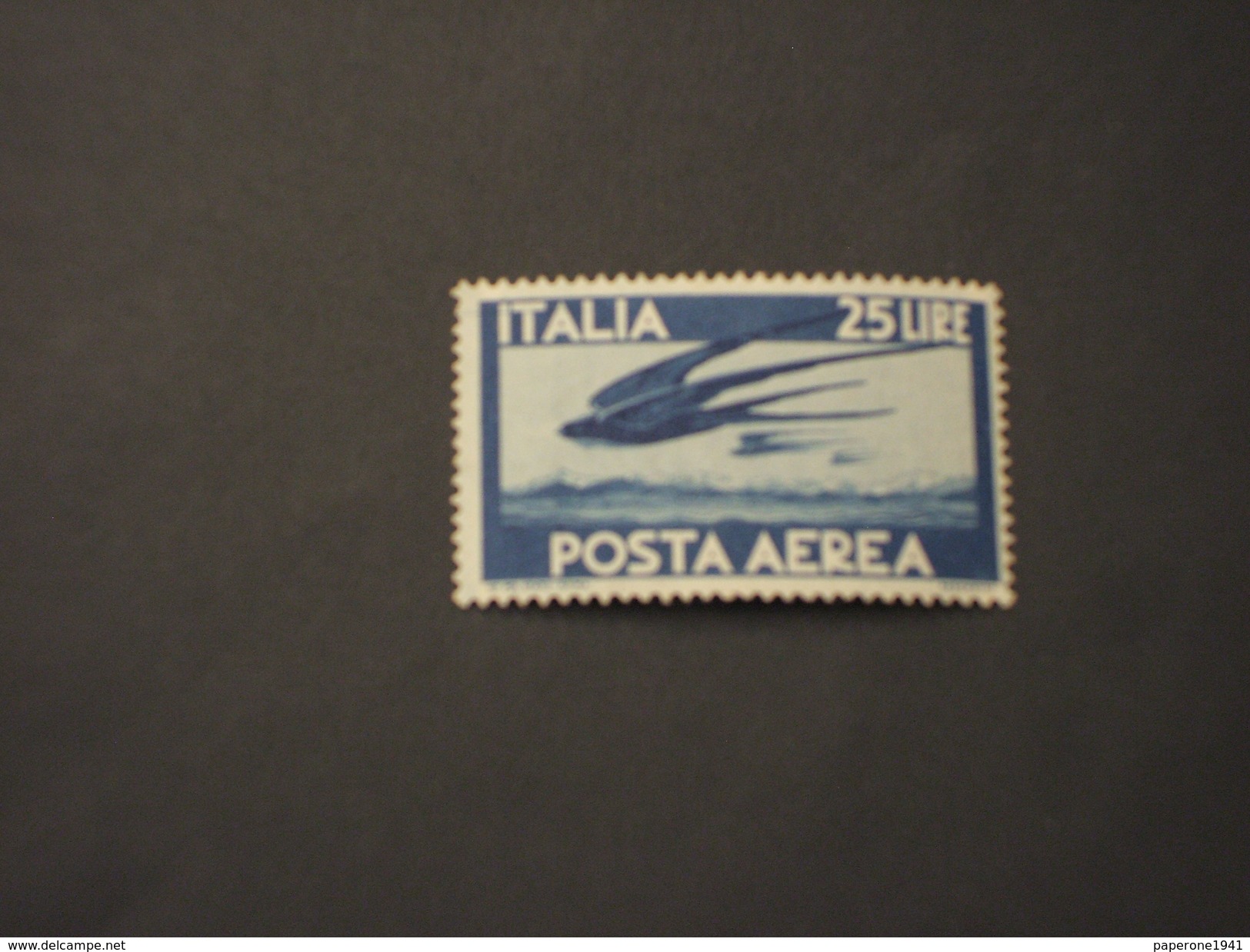 ITALIA REPUBBLICA - POSTA AEREA - 1946/8 UCCELLO L. 25 Azzurro - NUOVO(++) - 1946-60: Nuovi