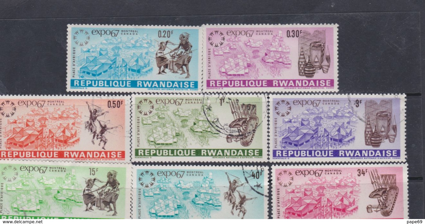 Rwanda N° 219 / 22 X, O Expo Intern. De Montréal, Les 8 Valeurs Trace De Charnière Ou Oblitérations Légères Sinon TB - 1980-1989