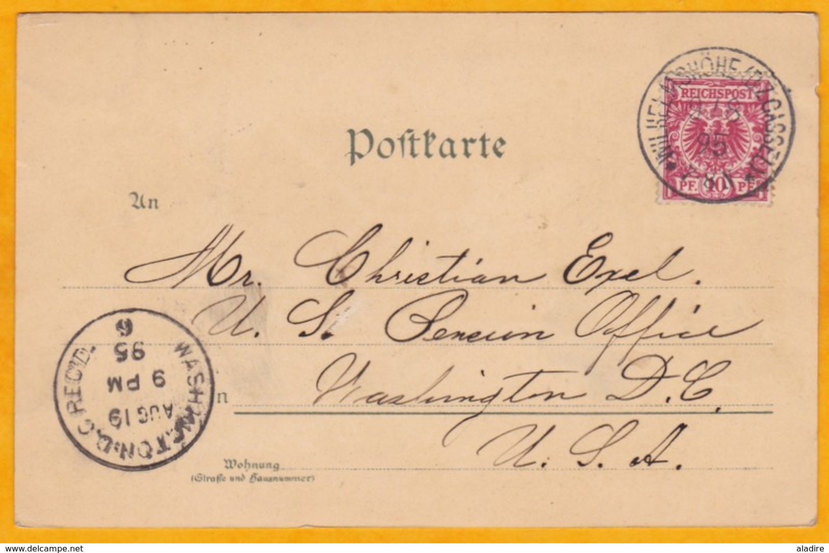 1895  - Carte Postale GRUSS  De Willelmshohe Vers Washington, USA - Affrt  10 Pf  - Cad Arrivée - Pensionhaus, Cascaden - Briefe U. Dokumente