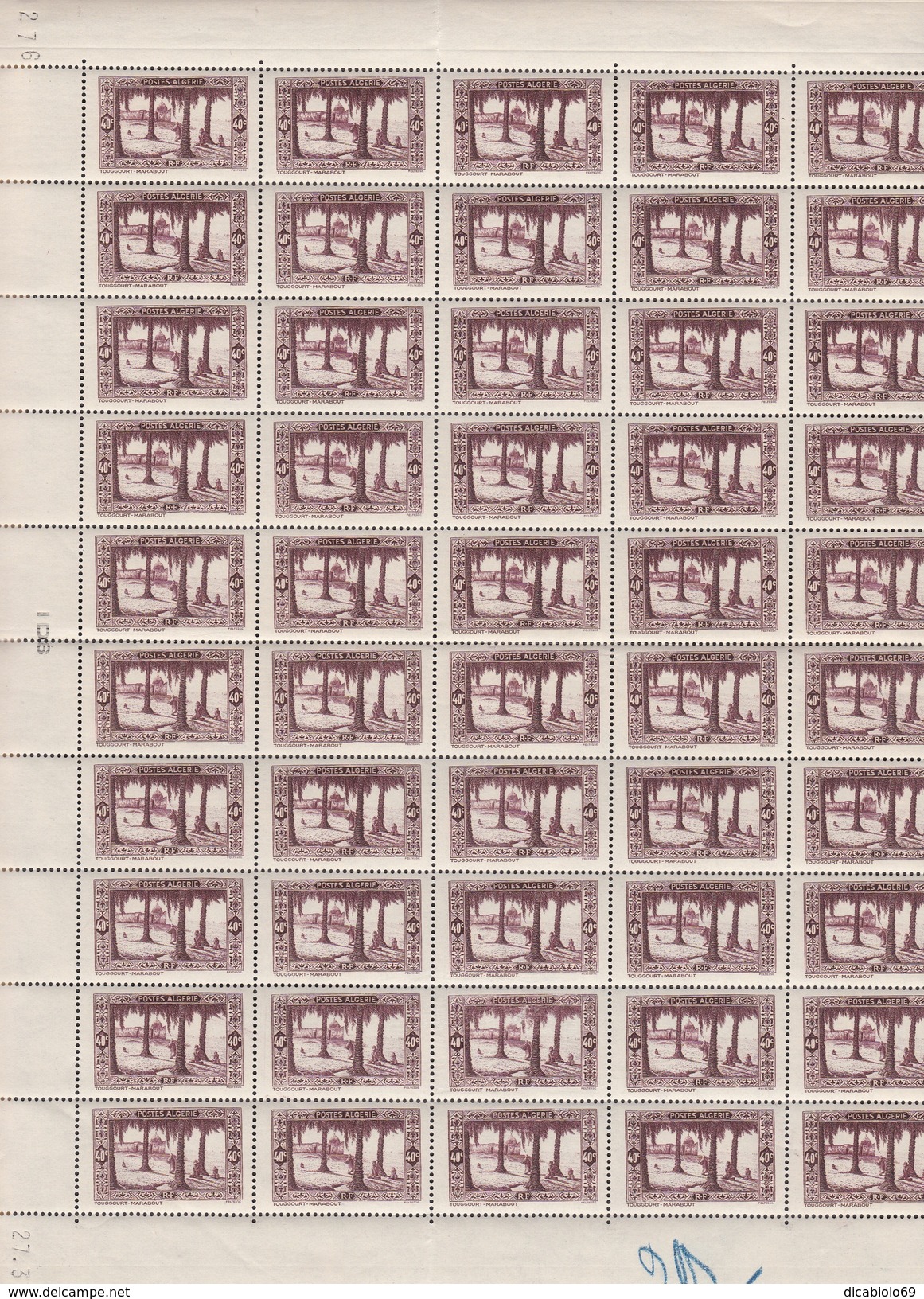 Algérie 1936 - N°110** Feuille Complète De 50 Timbres - CD - TB - Neufs