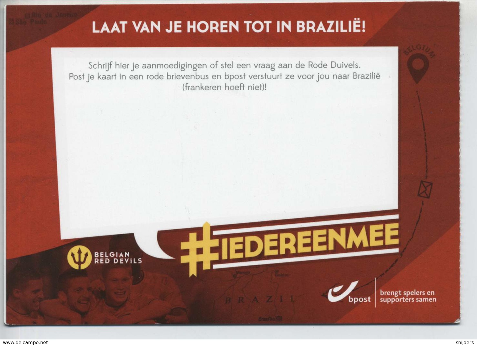 Supporterskaart Rode Duivels Supporting Card Red Devils World Championship 2014 Unused - Fussball